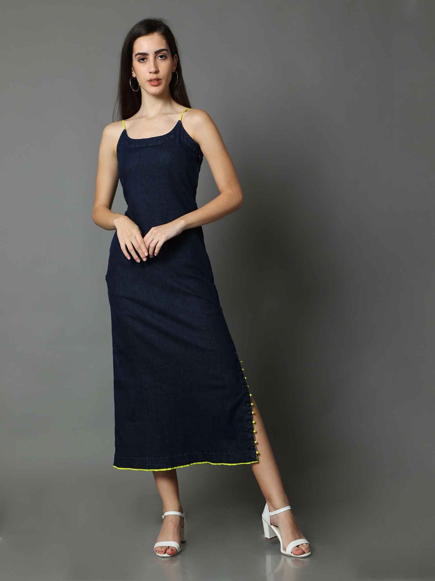 'Azul' Textured Hand-dyed Shibori Denim Dress