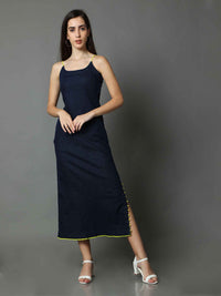 'Azul' Textured Hand-dyed Shibori Denim Dress