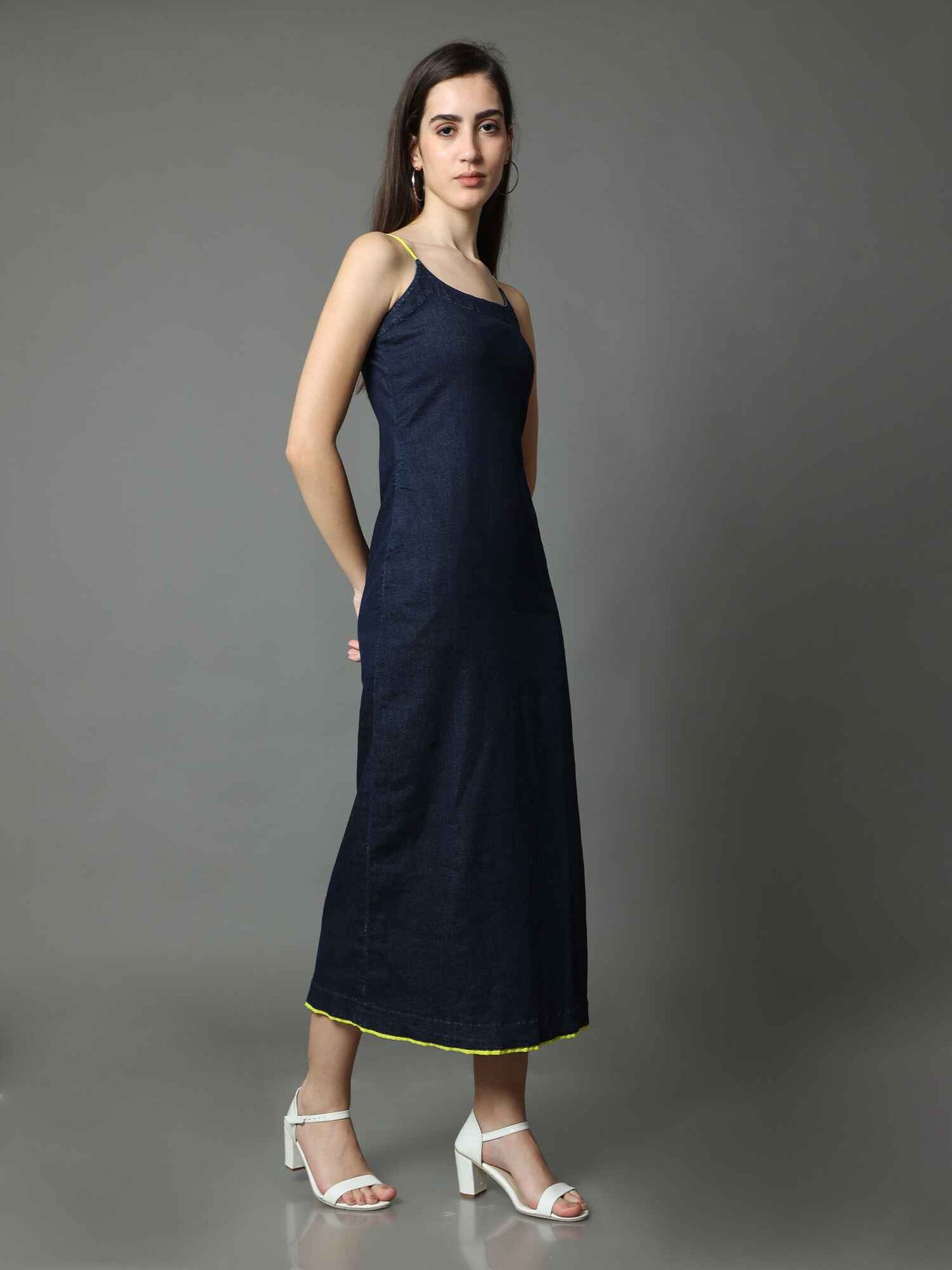 'Azul' Textured Hand-dyed Shibori Denim Dress