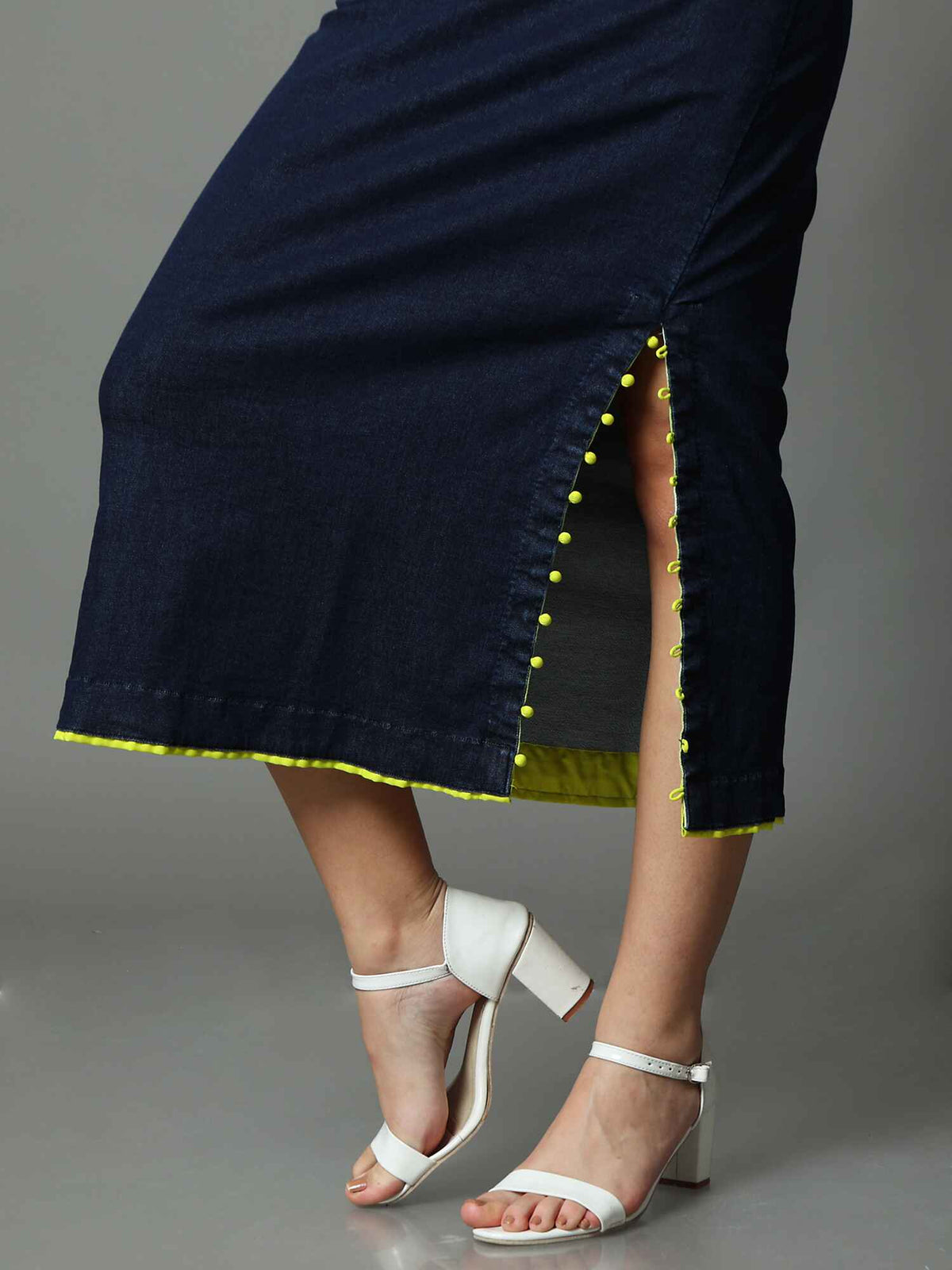 'Azul' Textured Hand-dyed Shibori Denim Dress