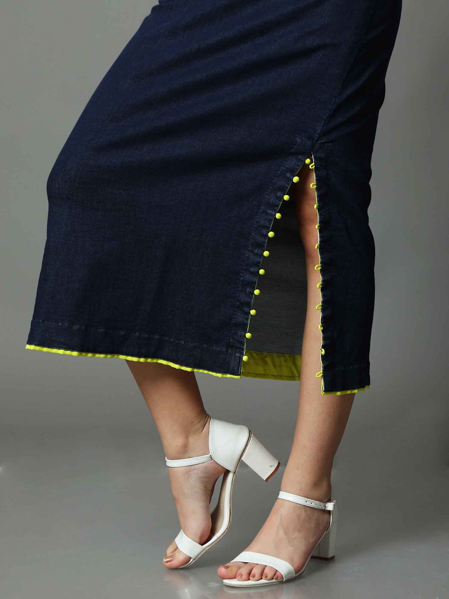 'Azul' Textured Hand-dyed Shibori Denim Dress