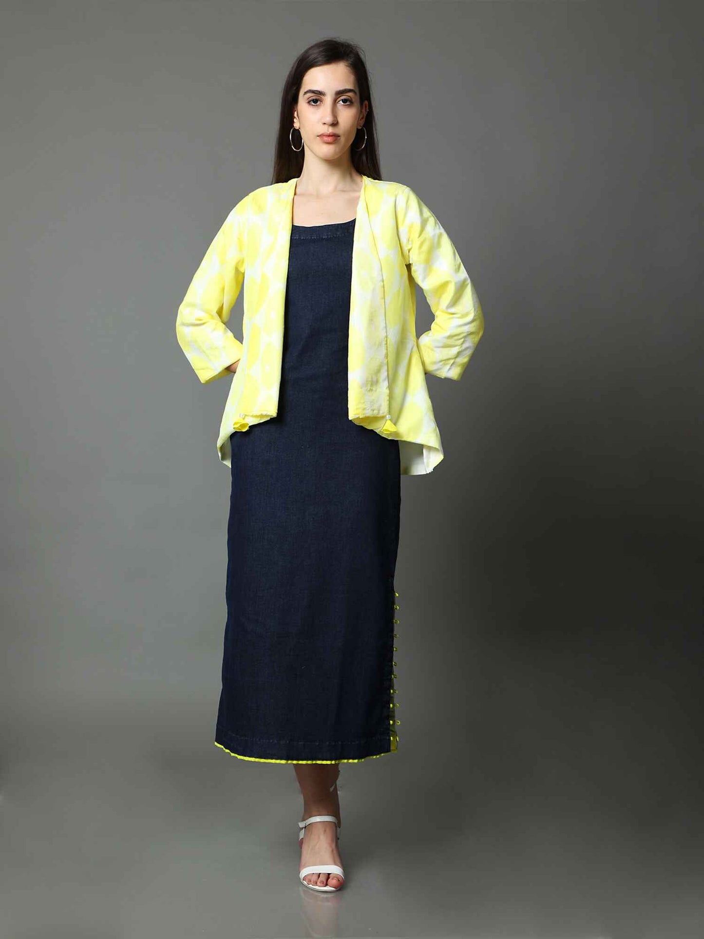 'Canary' Hand-dyed Shibori Vegan Silk Coat