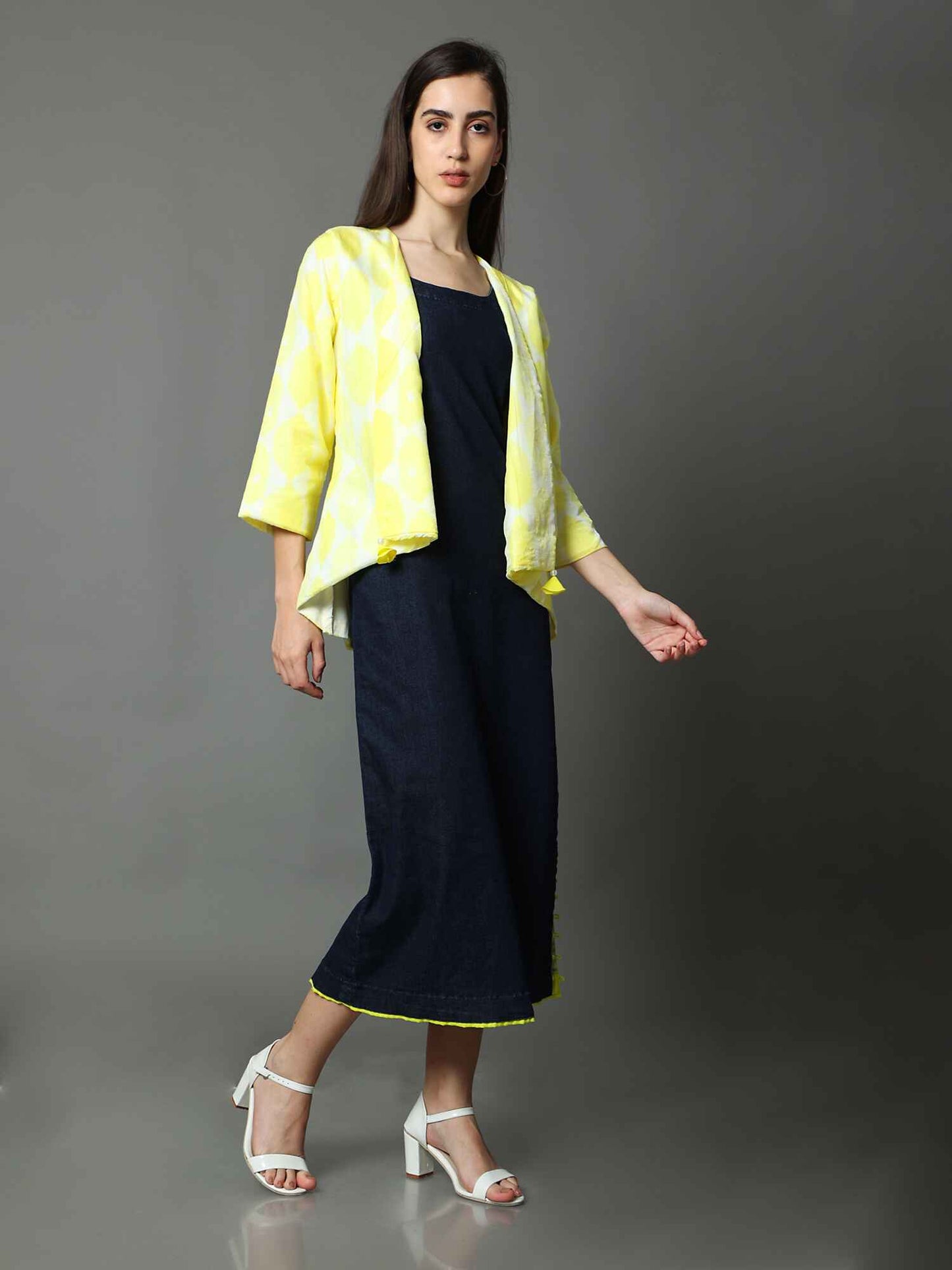 'Canary' Hand-dyed Shibori Vegan Silk Coat