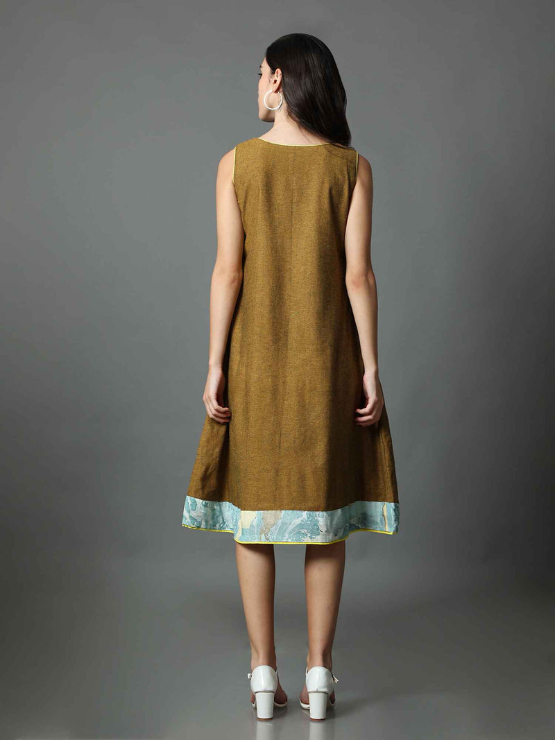 'Nyla' Handloom Dress with Marble-dyed Pure Cotton Jacket