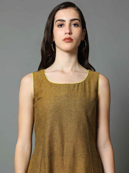 'Nyla' Handloom Dress with Marble-dyed Pure Cotton Jacket
