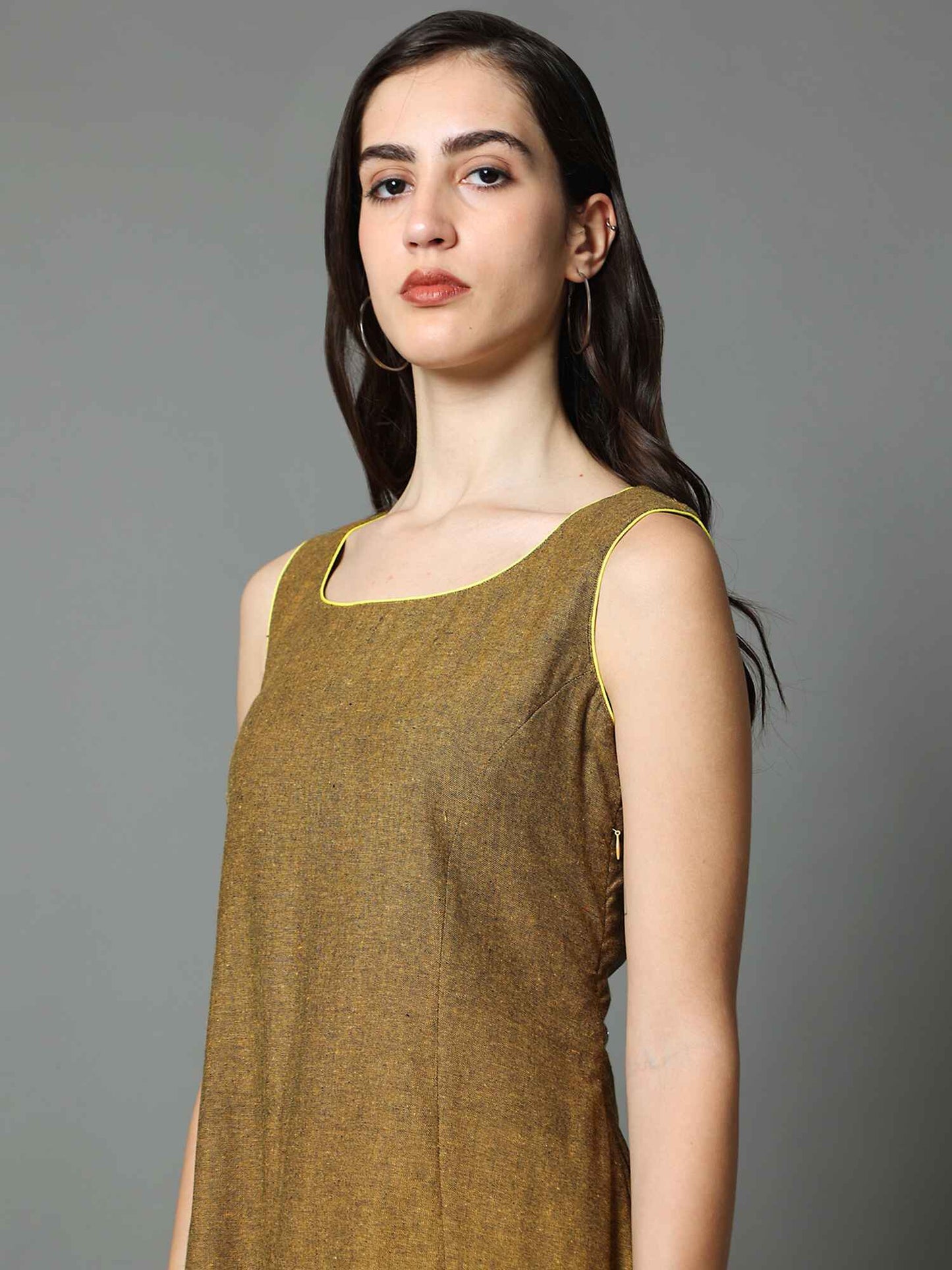 'Nyla' Handloom Dress with Marble-dyed Pure Cotton Jacket