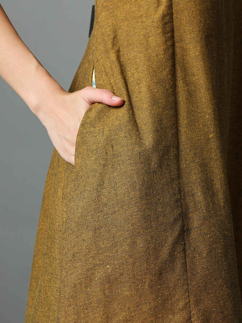 'Nyla' Handloom Dress with Marble-dyed Pure Cotton Jacket