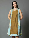 'Nyla' Handloom Dress with Marble-dyed Pure Cotton Jacket