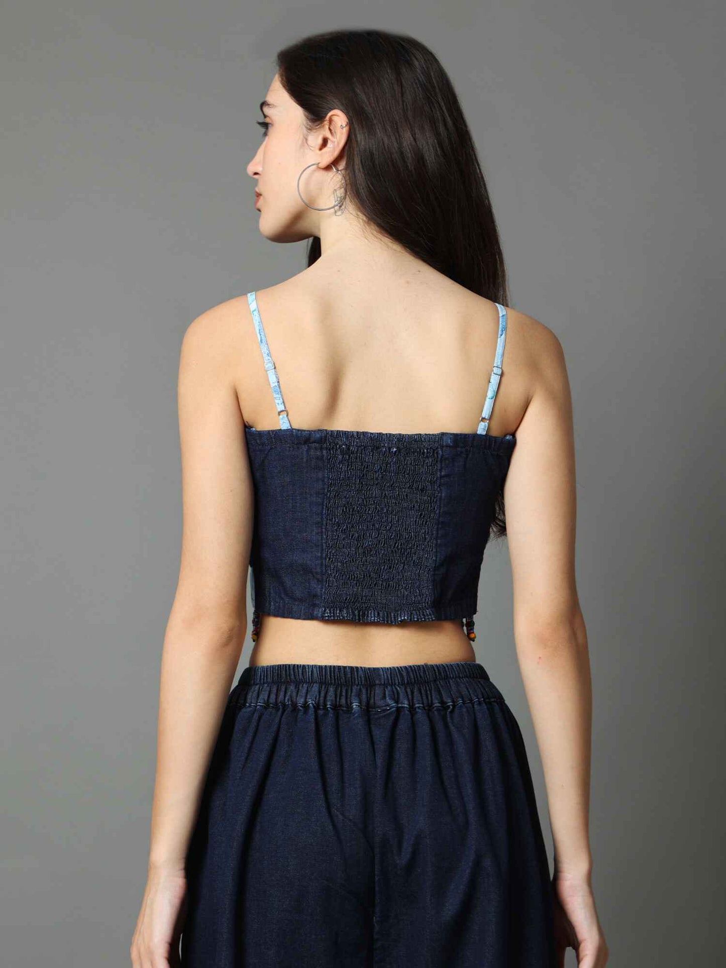 'Oceane' Marble-dyed Denim Bustier