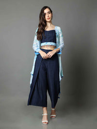 'Oceane' Marble-dyed Denim Wrap Pants