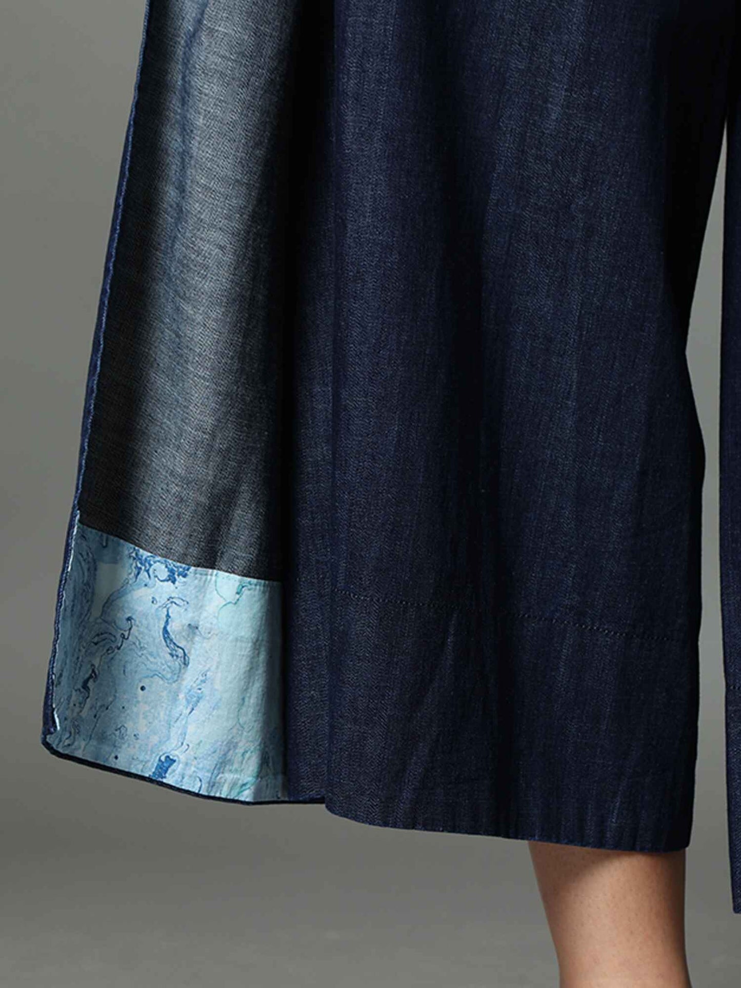'Oceane' Marble-dyed Denim Wrap Pants