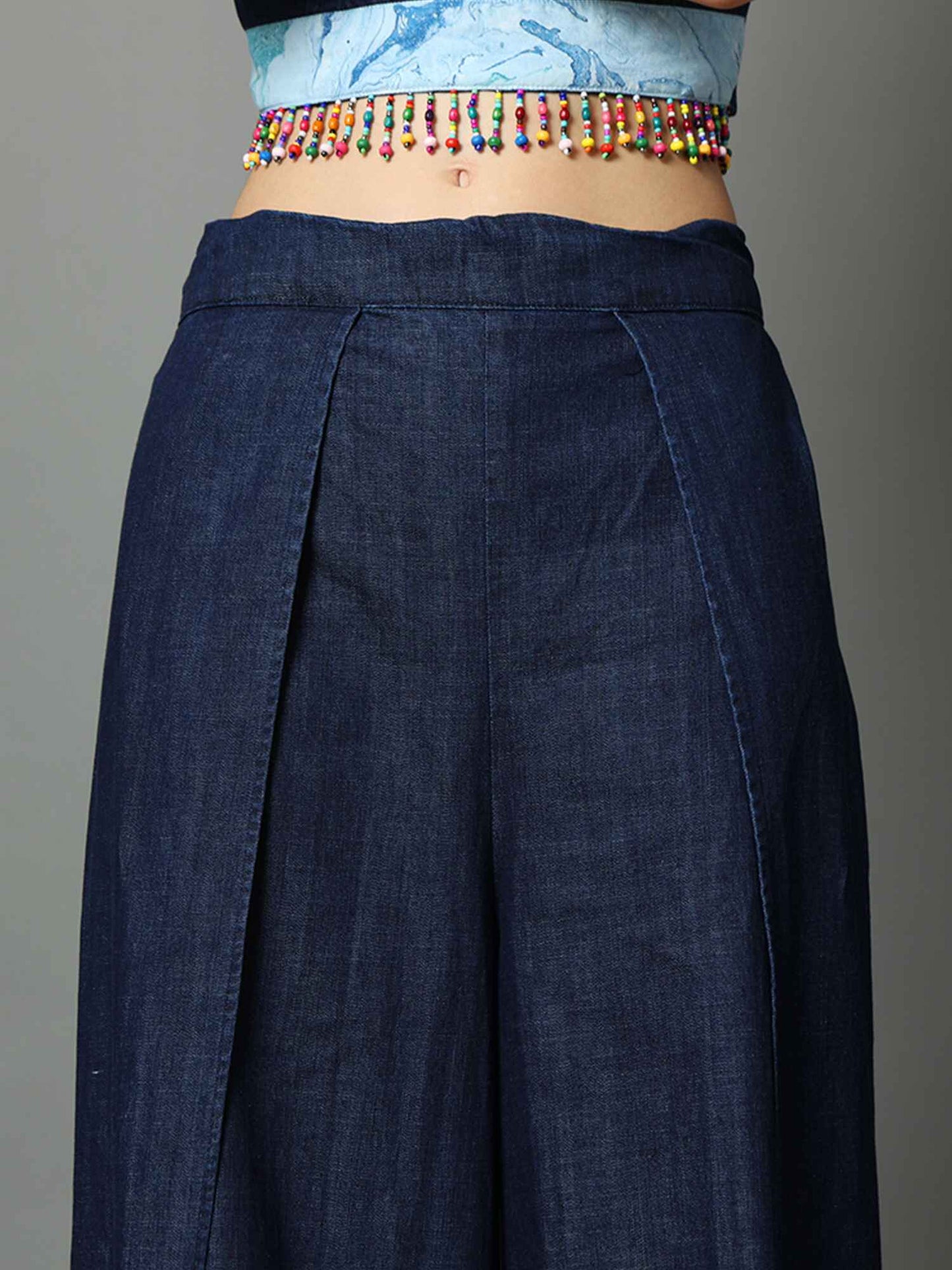 'Oceane' Marble-dyed Denim Wrap Pants