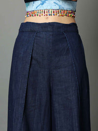 'Oceane' Marble-dyed Denim Wrap Pants