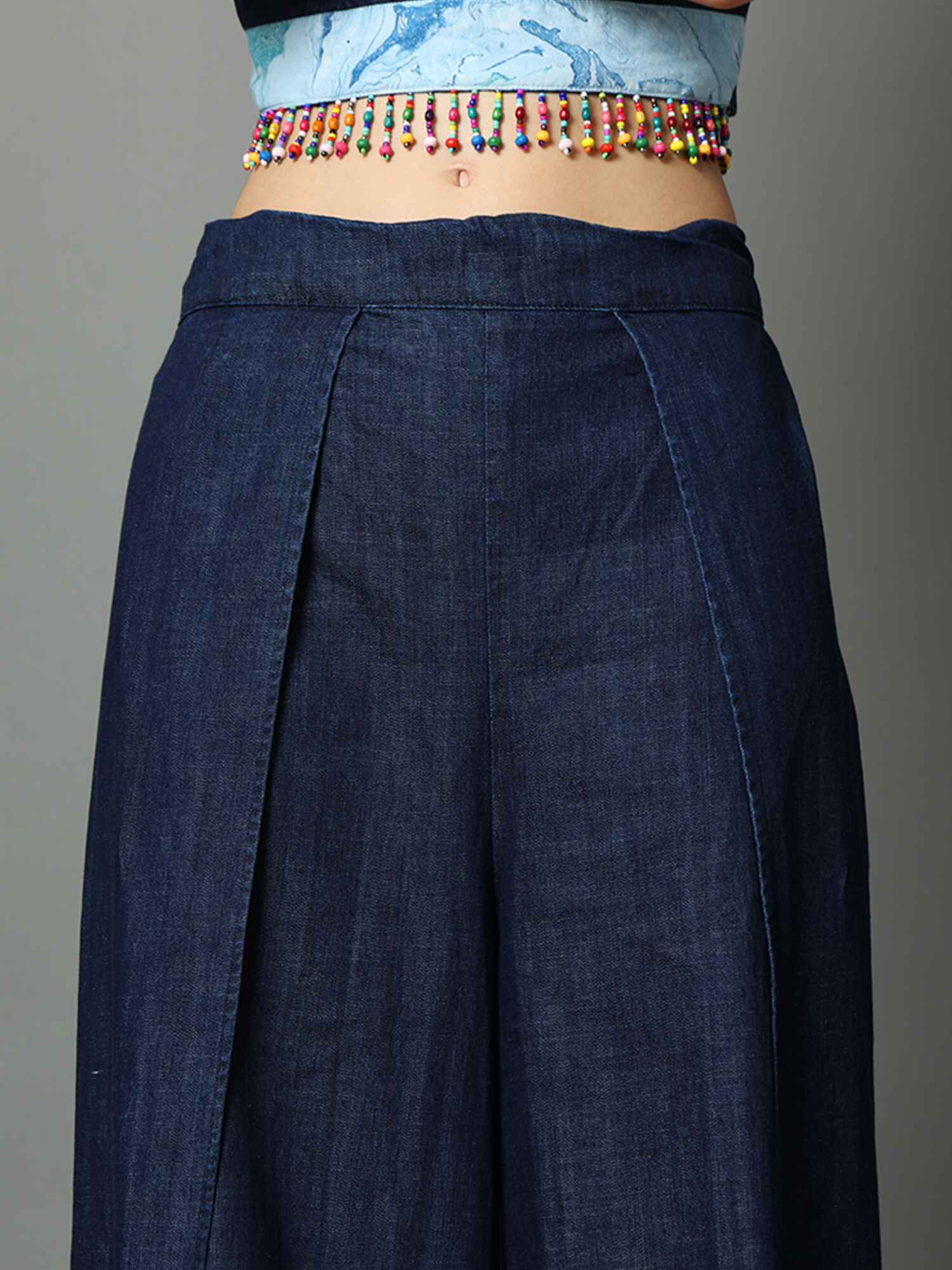 'Oceane' Marble-dyed Denim Wrap Pants