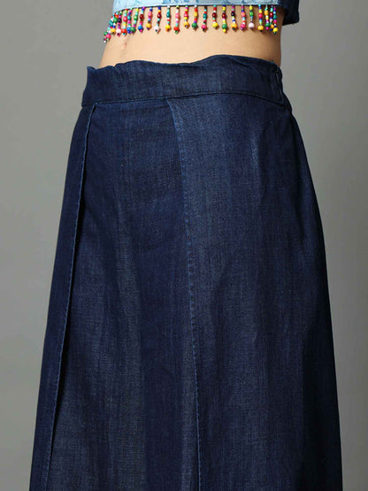 'Oceane' Marble-dyed Denim Wrap Pants