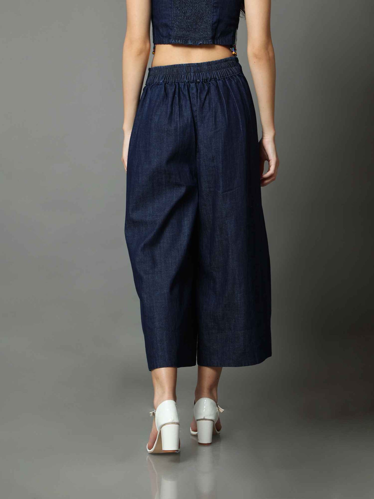 'Oceane' Marble-dyed Denim Wrap Pants