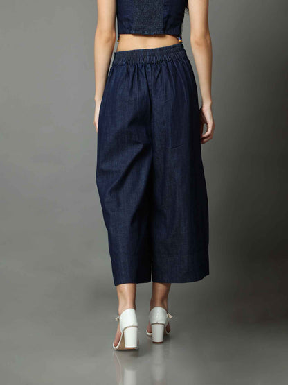 'Oceane' Marble-dyed Denim Wrap Pants