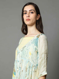 'Zaina' Hand-dyed Marble Vegan Silk Double-layer Dress