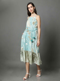 'Isabella' Marble-dyed Vegan Silk Frill Dress
