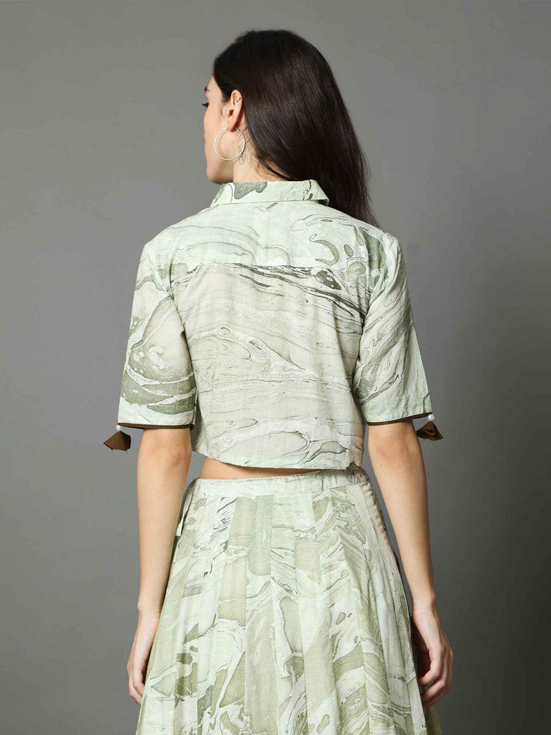 'Maria' Marble-dyed Pure Cotton Crop Top
