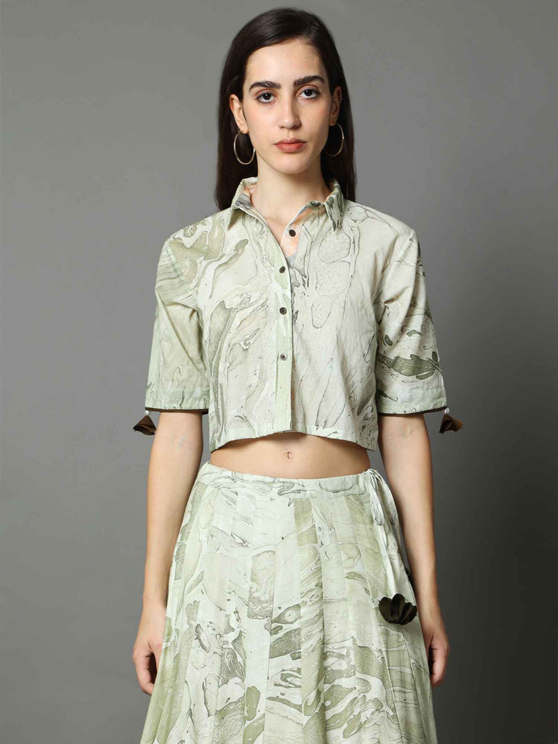 'Maria' Marble-dyed Pure Cotton Crop Top