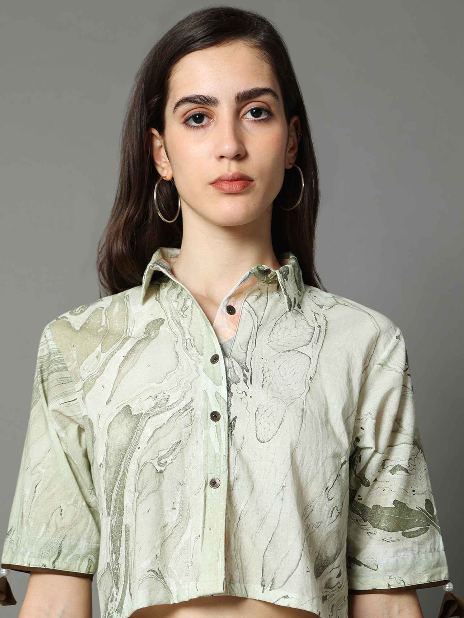 'Maria' Marble-dyed Pure Cotton Crop Top
