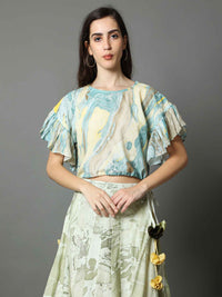 'Moana' Marble-dyed Pure Cotton Frill Top