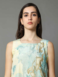 'Ezra' Marble-dyed Marble Vegan Silk Top