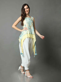 'Ezra' Marble-dyed Marble Vegan Silk Top
