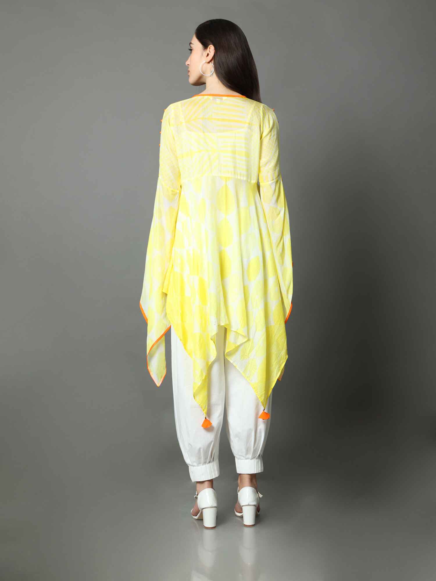 'Nargis' Shibori Vegan Silk Top with Butterfly Sleeves