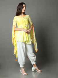 'Nargis' Shibori Vegan Silk Top with Butterfly Sleeves