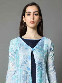 'Mira' Marble-dyed Vegan Silk Overlay (Aquamarine)