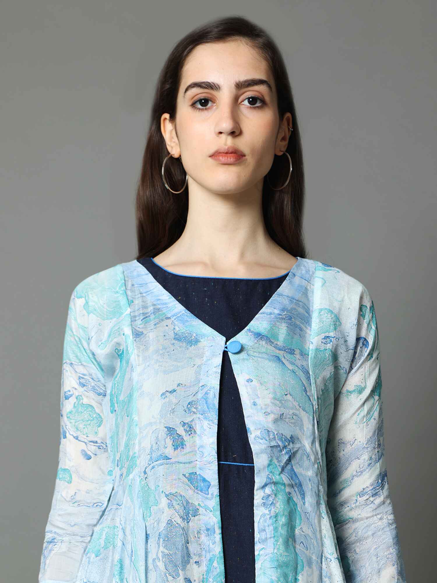 'Mira' Marble-dyed Vegan Silk Overlay (Aquamarine)
