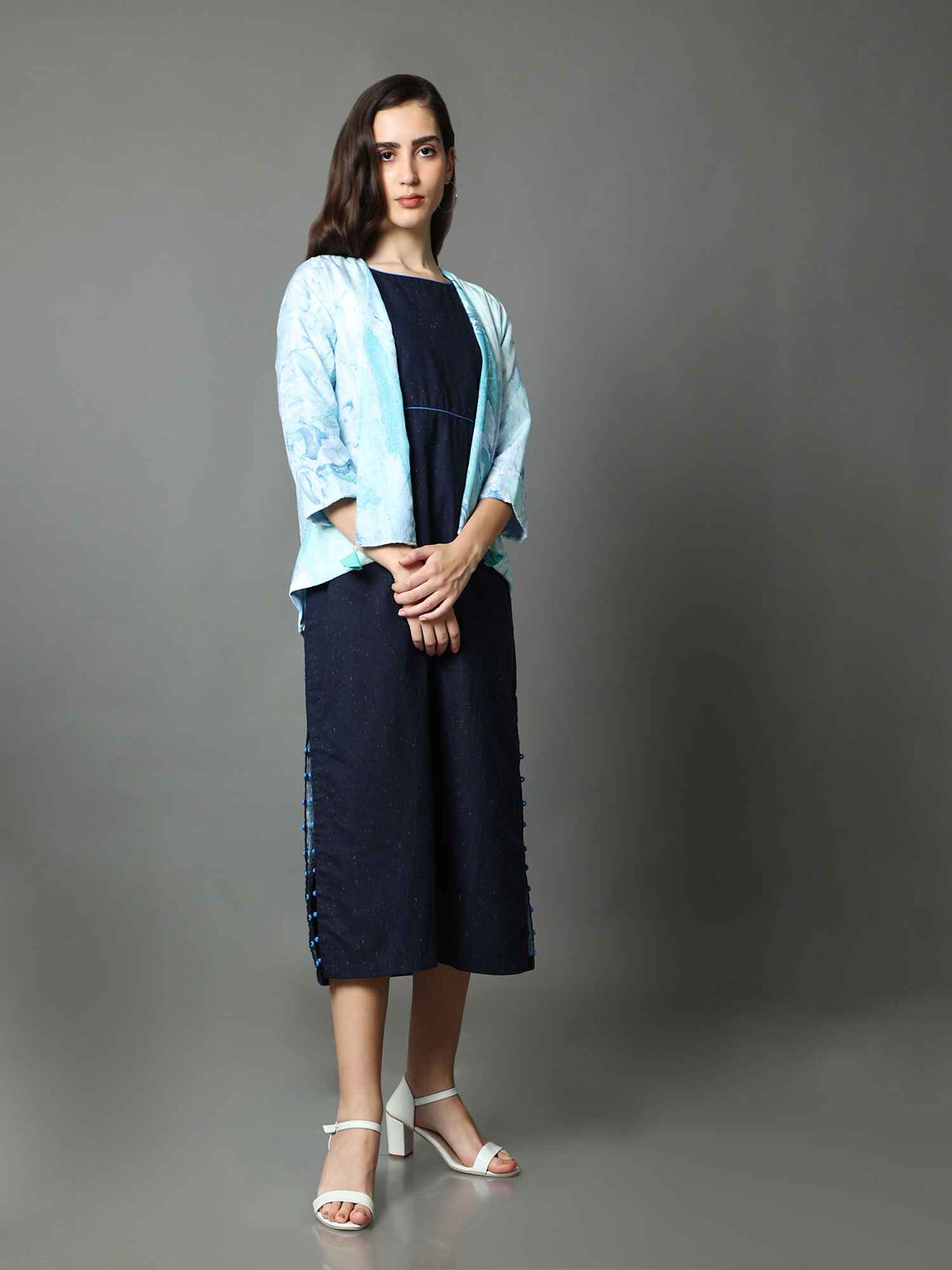 'Noor' Hand-dyed Shibori Vegan Silk Shrug