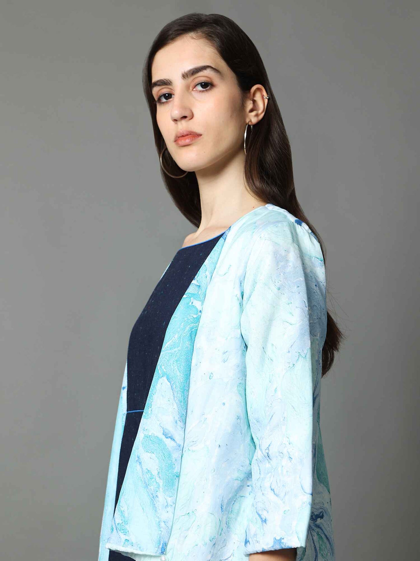 'Noor' Hand-dyed Shibori Vegan Silk Shrug