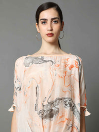 'Isla' Marble-dyed Vegan Silk Balloon Top