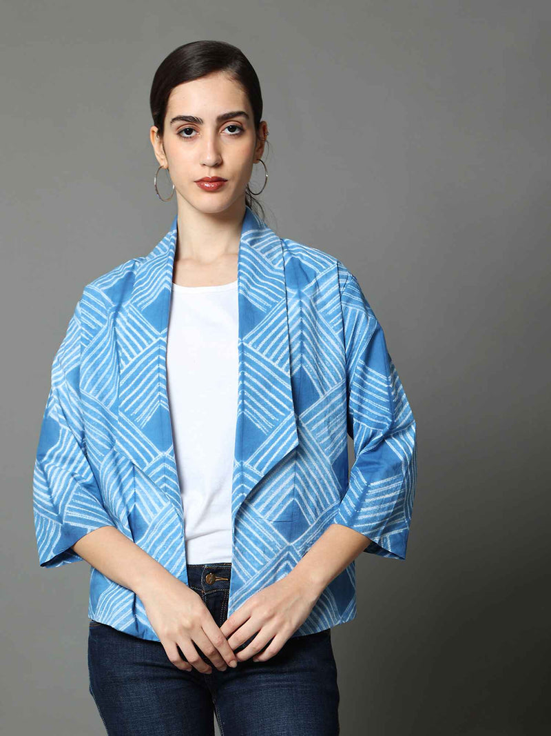 'Nysa' Hand-dyed Shibori Pure Cotton Coat