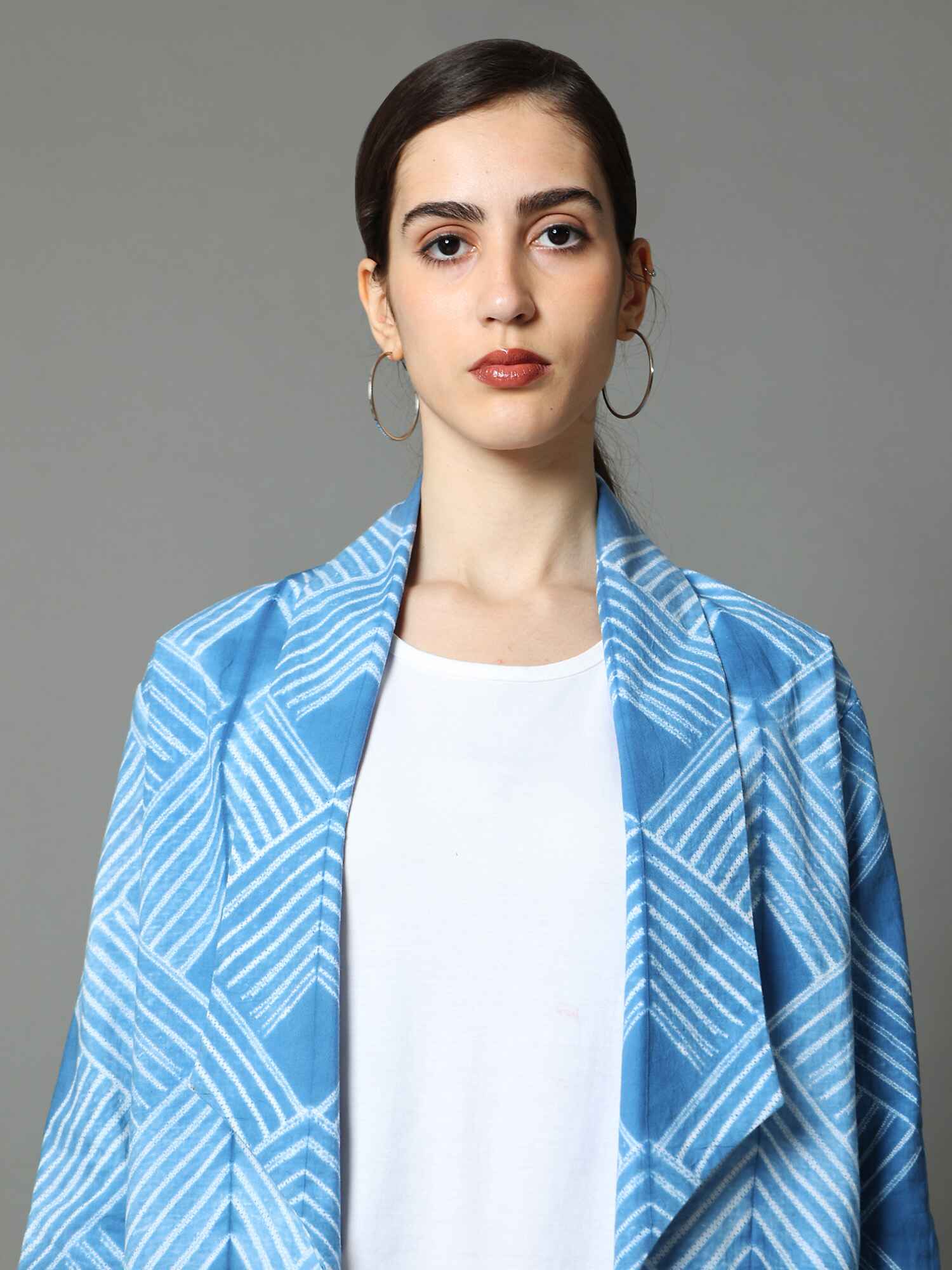 'Nysa' Hand-dyed Shibori Pure Cotton Coat