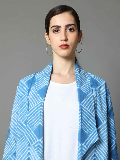 'Nysa' Hand-dyed Shibori Pure Cotton Coat