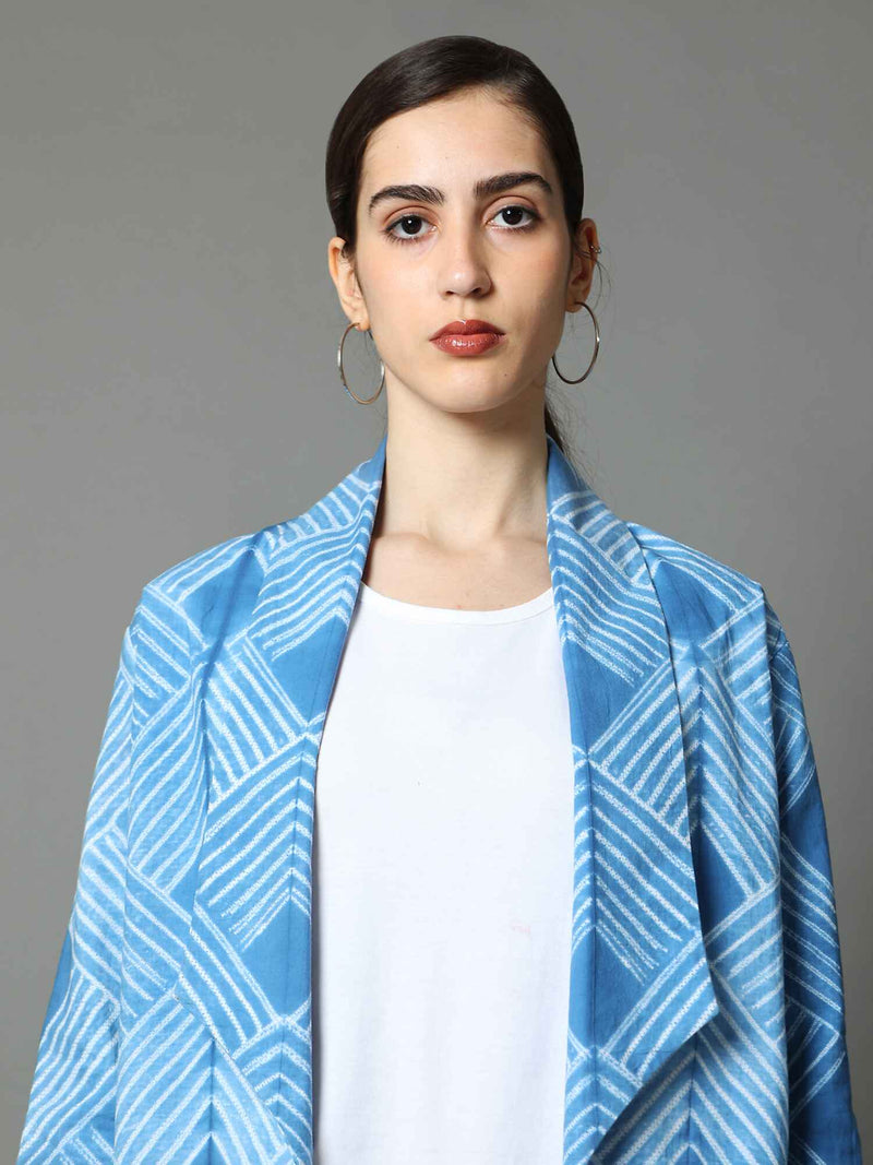 'Nysa' Hand-dyed Shibori Pure Cotton Coat