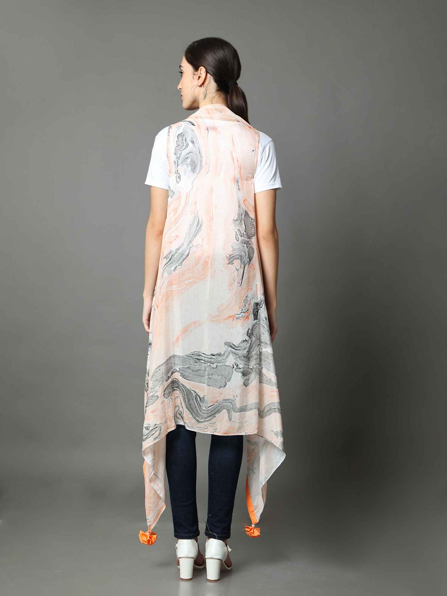 'Mira' Hand-dyed Marble Vegan Silk Overlay (Sunstone)
