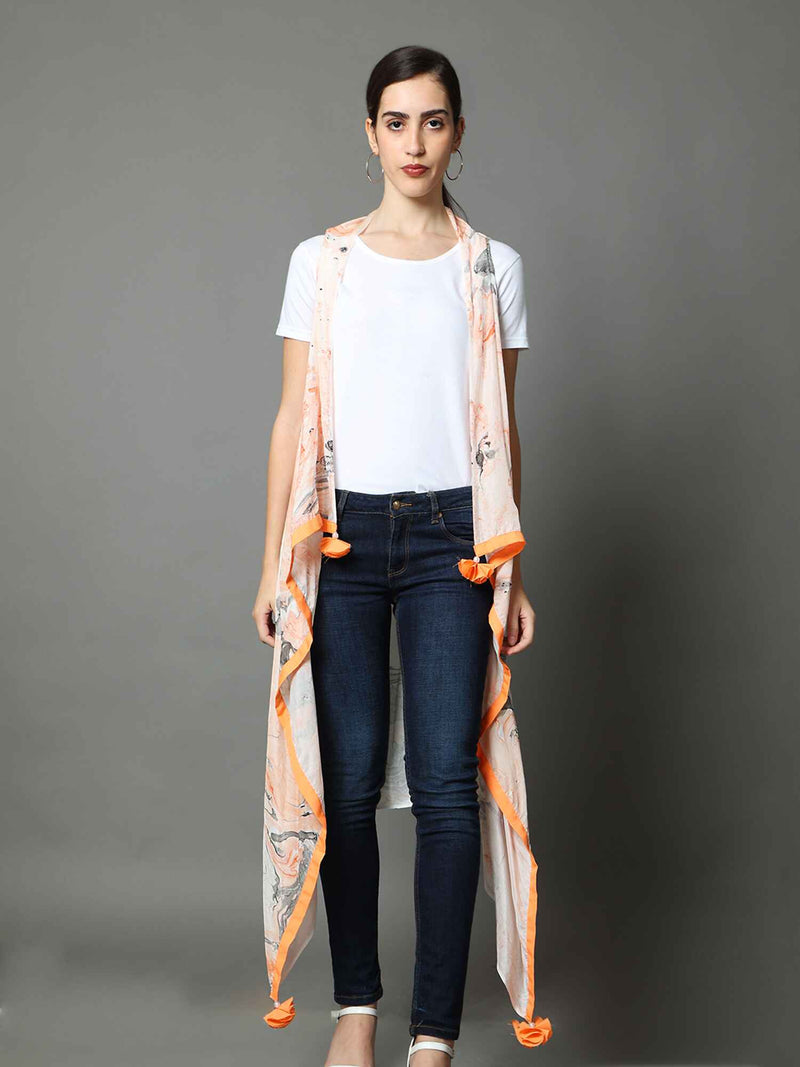 'Mira' Hand-dyed Marble Vegan Silk Overlay (Sunstone)