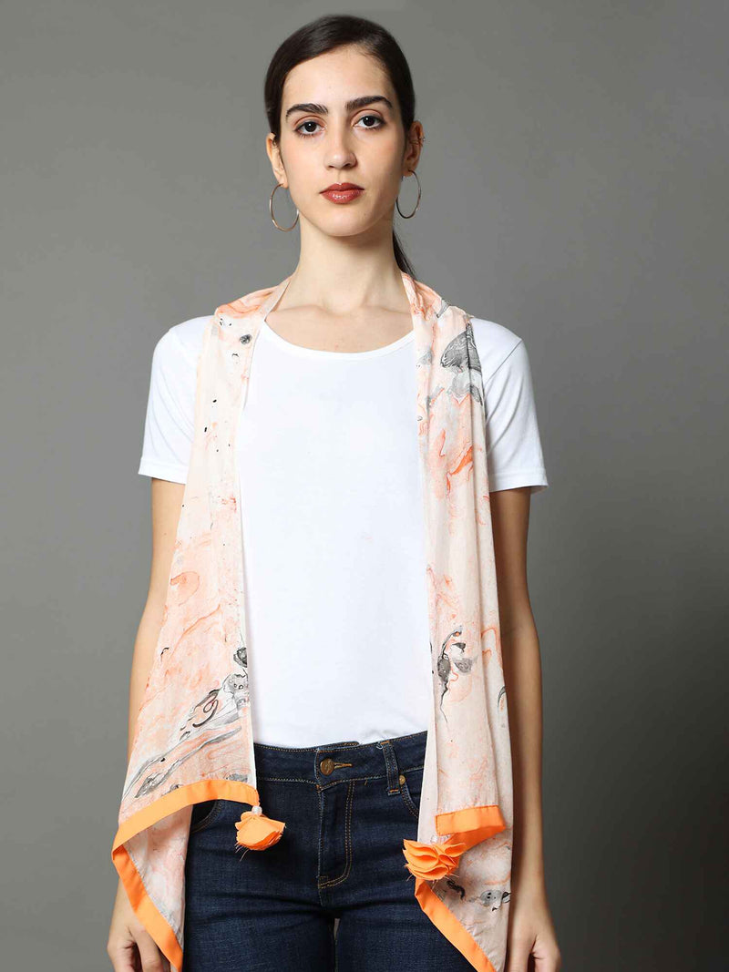 'Mira' Hand-dyed Marble Vegan Silk Overlay (Sunstone)