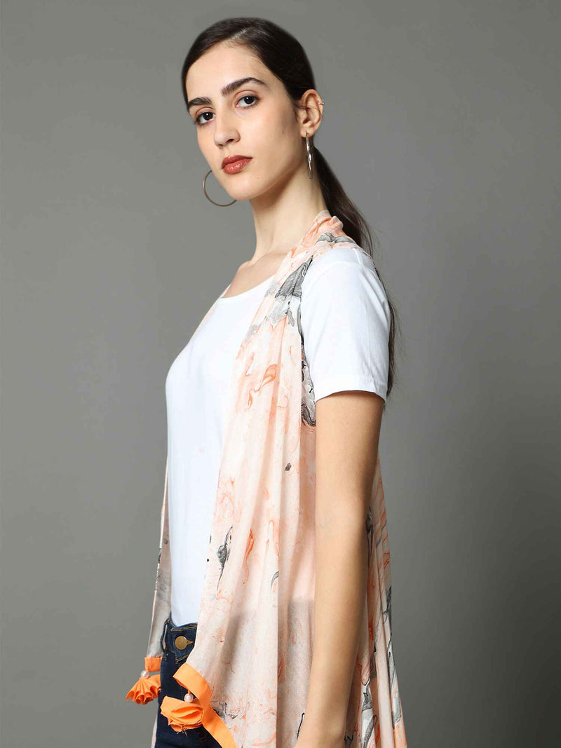 'Mira' Hand-dyed Marble Vegan Silk Overlay (Sunstone)