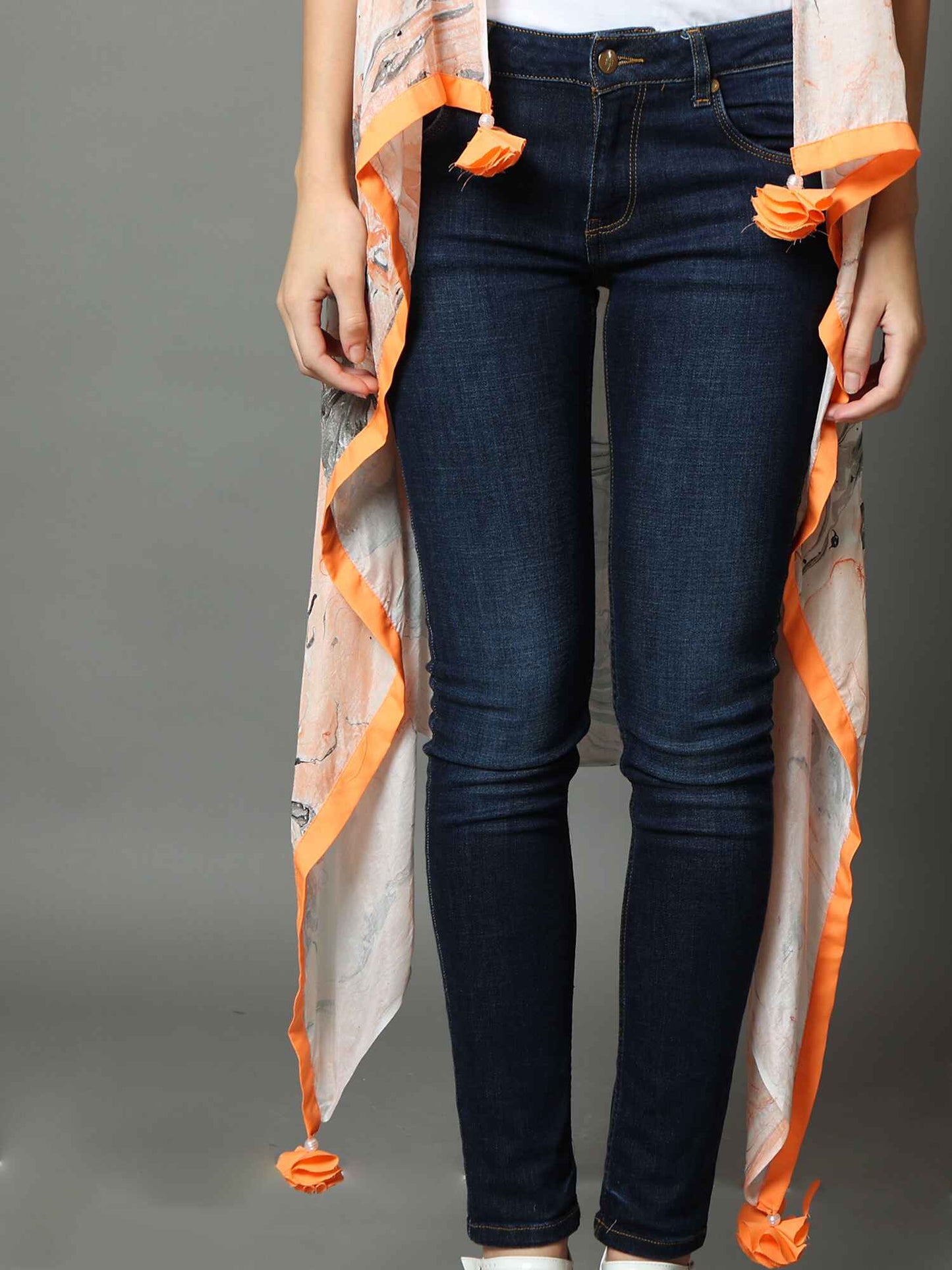 'Mira' Hand-dyed Marble Vegan Silk Overlay (Sunstone)