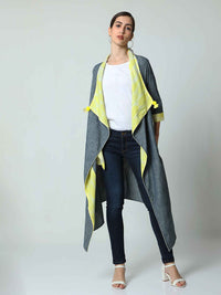 'Daisy' Hand-dyed Shibori Pure Cotton Denim Overlay (Spicy mango)