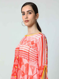 'Vaani' Hand-dyed Shibori Vegan Silk Top with Butterfly Sleeves