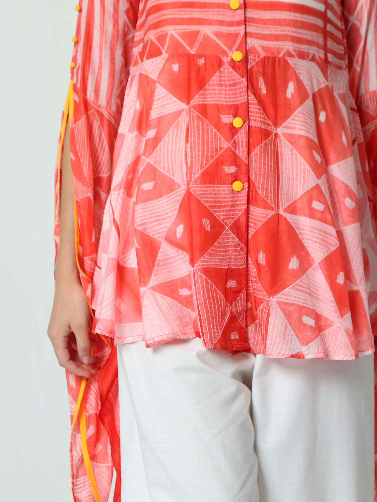 'Vaani' Hand-dyed Shibori Vegan Silk Top with Butterfly Sleeves