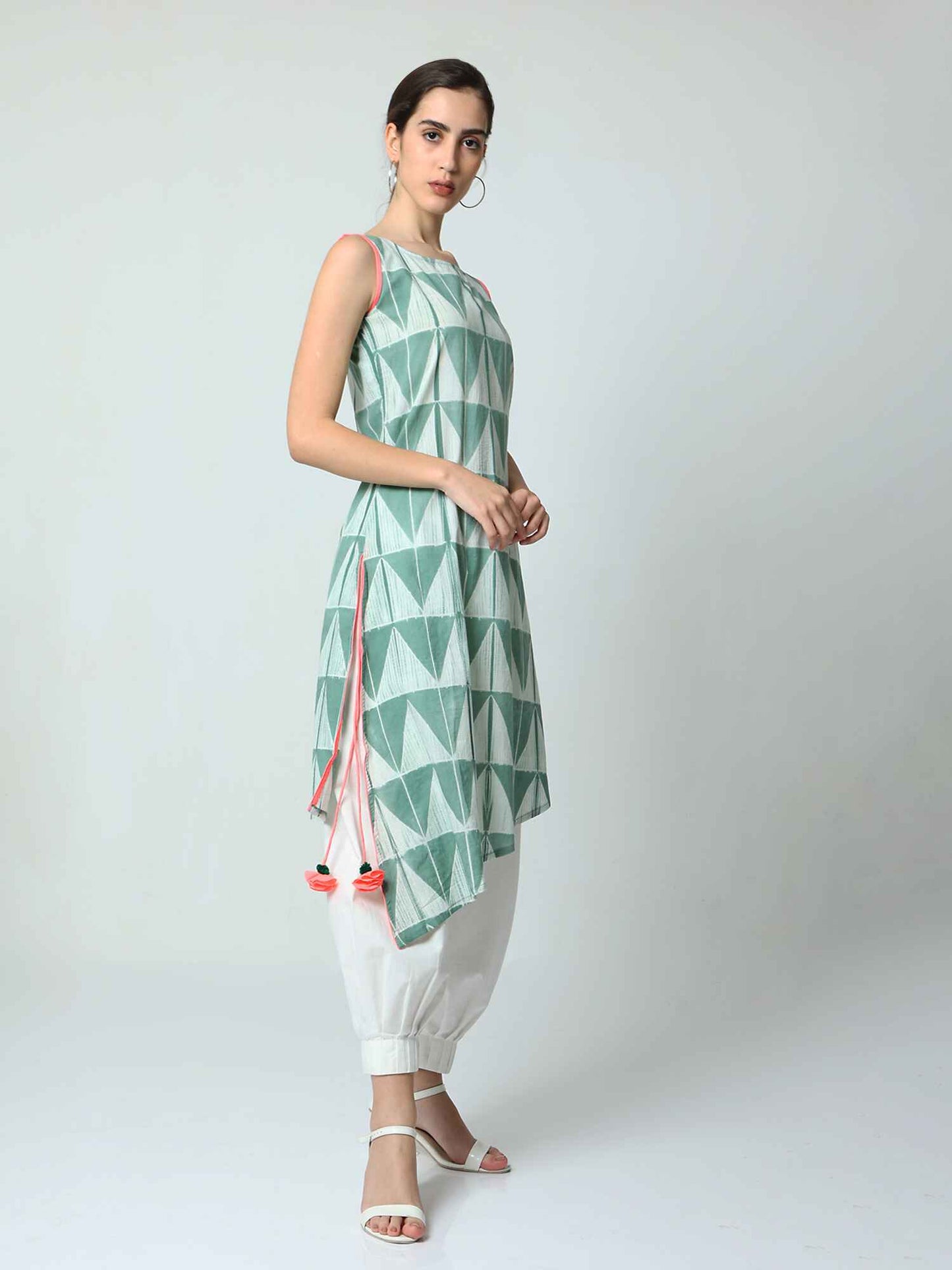 'Zinnia' Hand-dyed Shibori Pure Cotton Tunic with Slits