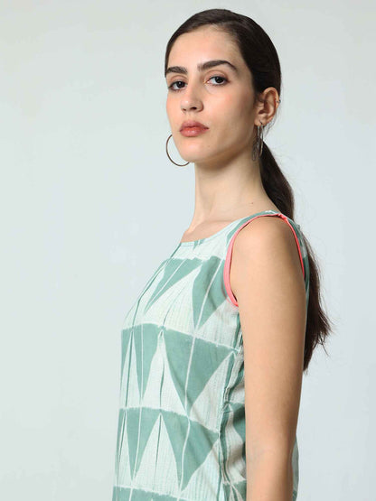 'Zinnia' Hand-dyed Shibori Pure Cotton Tunic with Slits